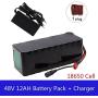 Wnicek 48V 12000mAh E-Bike Lithium-ion Battery Rechargeable Waterproof PVC Lithium Battery Used for Motors Within 1000W for Electric Bicycles Scooters Electric Tools with Charger
