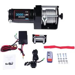 Electric Winch 12V 24V 3000 lbs Winches for Towing Boat Off Road with Wireless Remote Control+Control Box+Roller Fairlead+Switch Assembly+Bolts+Users Manual