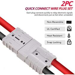Orion Motor Tech Wire Connector 2 Pack, 50A Wire Harness Plug Kit for 6 to 12 Gauge Cables, 12V to 36V Battery Quick Connect Disconnect Set for Car Bike ATV Winches Lifts Motors More, Set of 2, Gray