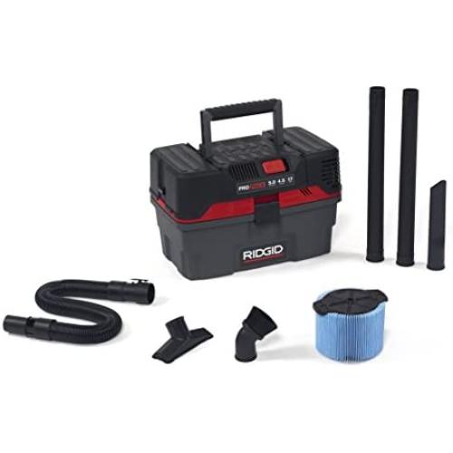 RIDGID 50318 4500RV ProPack Wet Dry Vac, 4.5-Gallon Portable Wet Dry Vacuum with Toolbox Design, 5.0 Peak HP Motor, Expandable Pro Hose, Blower Port