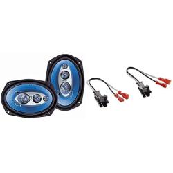 Pyle 6x 9 400 Watt Four-Way Speakers (Pair) PL6984BL & Metra 72-4568 Speaker Harness for Selected General Motor Vehicles