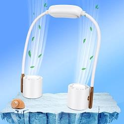Portable Neck Fan, Hands free Wearable Neck Fans for Women Foldable Neck Fan Personal Cooling Fan 2000mAh Rechargeable 360° Adjustable for Outdoor, Sport, Office, Kitchen(White)