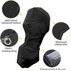 Softclub Boat Motor Covers 250-350 HP, Full Outboard Motor Cover, 600D Heavy Duty Fabric, Waterproof, Black Outboard Boat Engine Cover