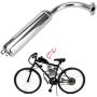 FVRITO Chrome Exhaust Muffler Pipe and gasket nut kit for 2 stroke 49cc 60cc 66cc 80cc Engines Gas Motorized Bicycle Motor Bikes Silver