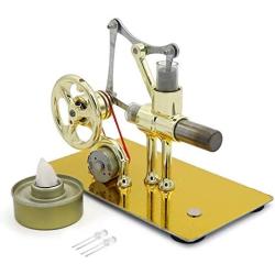 Teerwere Stirling Engine Motor Mini Hot Air Stirling Engine Model Generator Motor Steam Power Educational Toy (Color : Gold, Size : One Size)