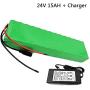 Jieoto 24V 15Ah E-Bike Battery Pack 7S 5P 15000mAh Lithium Battery Scope for 200W 350W Motor for MTB Bike Model Aircraft Electric Scooters Electric Tools with BMS + Charger