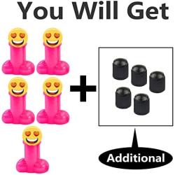 Prank Valve Stem Caps, Ronfin 5 Pack Tire Valve Cover for Prank-Gag Fits for Cars, Trucks, SUVs, Auto, Bikes, Motorcycles,Trucks（Pink）