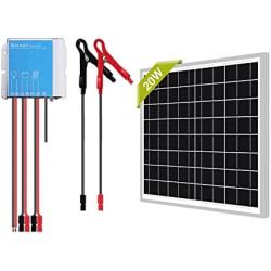 Newpowa 20W Watts 12V Mono Solar Panel Waterproof Off Grid Kit-20W Solar Panel+10A PWM Charge Controller(Come with Cable and Connectors)+Battery Cable for RV Marine Car Motorcycle Battery Charge