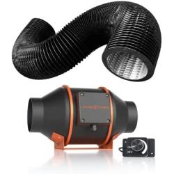 4 Inch Inline Duct Fan and 4 Inch 25 Feet Black Ducting