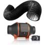4 Inch Inline Duct Fan and 4 Inch 25 Feet Black Ducting