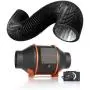 4 Inch Inline Duct Fan and 4 Inch 25 Feet Black Ducting