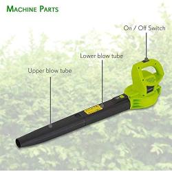 High Powered Leaf Blower Mulcher - 13.5 Amp Powered Motor 130 MPH 530 CFM Air Volume 2-in-1 Handheld Leaf Vacuum Blower w/Bag, 10ft Cord, Easy Carry Wheels, For Lawn Garden - SereneLife PSLHTM38