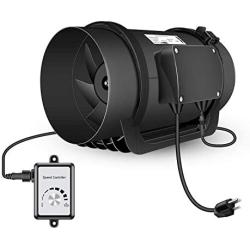 Hon&Guan 6.3 Inline Duct Fan with Variable Speed Controller 470 CFM, Quiet Energy Saving EC Motor Ventilation Exhaust Fan for Heating Cooling Booster, Grow Tents, Hydroponics
