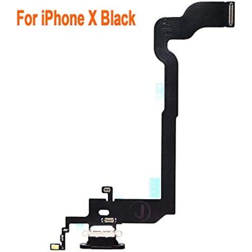 Johncase OEM Charging Port Dock Connector Flex Cable + Microphone + Vibrating Motor Buckle Replacement Part Compatible for iPhone X All Carriers (Black)