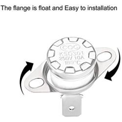 uxcell KSD301 Thermostat 180°C/356°F 10A Normally Closed N.C Adjust Snap Disc Temperature Switch 2pcs