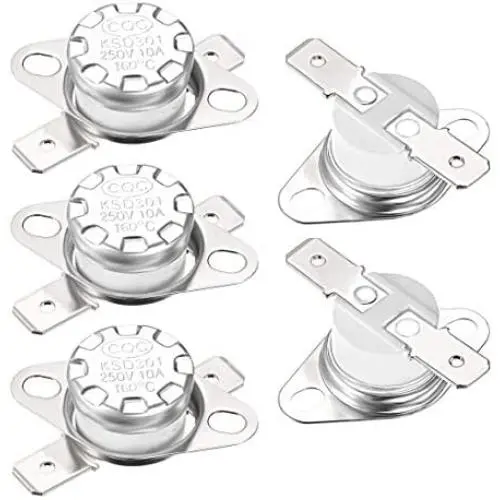 uxcell KSD301 Thermostat 160°C/320°F 10A Normal Closed N.C Adjust Snap Disc Temperature Switch for Microwave,Oven,Coffee Maker 5pcs