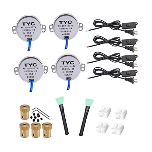 Synchronous Synchron Motor Turntable Motor Electric Synchron Motor for Cup Turner,cuptisserie,Tumbler Cup Rotator with 7mm Flexible Coupling with Lamp Cord 100-127VAC 50/60 Hz 4W CCW/CW-(4PCS 5-6RPM)