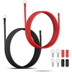 PAEKQ 10 Gauge Tray Cables Solar 10AWG(6mm²) Power Inverter Battery Cables PV Tinned Copper Electrical Wire with O-Type Terminal for Solar Panel Marine Boat RV Automotive Harness Wiring(10FT)