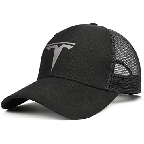 ARKOSKNIGHT Cotton Dad Cap Embroidered Hats Baseball Cap Tesia-Logo- Snapback Vintage Mesh Hats Adjustable Hat Fashion Street Dancing Sports Travel(Mesh Black)
