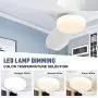 48 inch Ceiling Fan with Light and Remote, Indoor Low Profile Ceiling Fan with 6 Speeds 3 Color LED light DC Motor, ,White ,F5661A