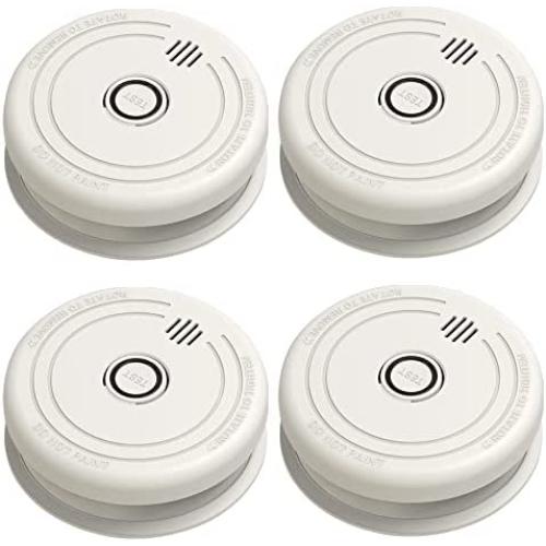 LSHOME 4 Pack Smoke Detector Fire Alarms 9V Battery Operated Photoelectric Sensor Smoke Alarms Easy Install Light Sound Warning, Test Button,9V Battery Included Fire Safety Home Hotel(913-4) (GS528A)