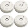 LSHOME 4 Pack Smoke Detector Fire Alarms 9V Battery Operated Photoelectric Sensor Smoke Alarms Easy Install Light Sound Warning, Test Button,9V Battery Included Fire Safety Home Hotel(913-4) (GS528A)