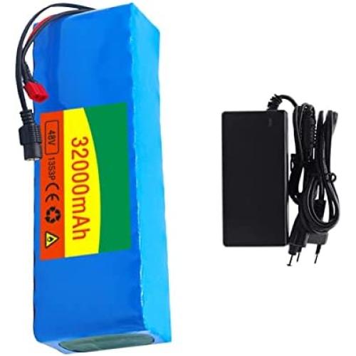 Multinn 48V 32000mAh Rechargeable E-Bike Lithium-Ion Battery Pack, with Charger + Built-in BMS, Electric Bicycle/Scooter Motor Replacement Battery