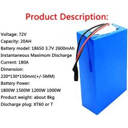 Jieoto 72V 20AH 30AH 40AH E-Bike Battery Lithium-ion Battery Pack Built-in 30A BMS for 1000W-1800W Motor with 84V 3A Charger Fit for Electric Motorcycles Electric Tricycles Mopeds