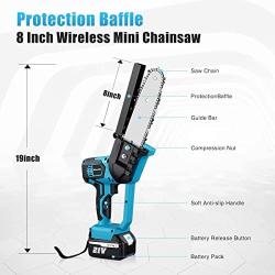 Seesii Mini Electric Cordless Chainsaw, 8 Inch Cordless Battery Powered Chainsaws Handheld Brushless Chain Saw Pruning Shears for Tree Branch Wood Cutting (2X Battery Included)