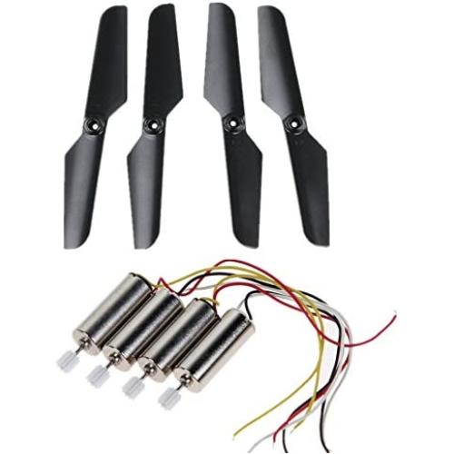 Upgraded Motors Main Propeller Cash Pack for Syma X11 X11C RC Quad Copter Quadrotor Drone Replacement Spare Parts CCW and CW with Gears Toy 4 Pcs (Black)