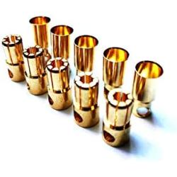 WST 6.0mm Gold Bullet Connector for RC Battery ESC Motor Plug (Pack of 5 Pairs)