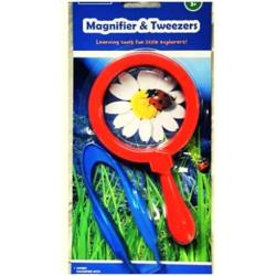 SchoolHouse Magnifier and Tweezers - Preschool/toddler Science, Exploration, Play, Fine Motor Skill Development