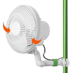 LINCHOC GARDEN Grow Tent Oscillating Fan,6 inch Copper Wire Motor Pole Mount Monkey Fan for Grow Tents with 2 Speed 120v 25w Clip On (1 Pack)
