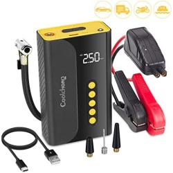 Jump Starter with Air Compressor, 10400mAh Portable Battery Starter & 150PSI Tire Inflator, Power Bank, LED Light, Digital Screen, 12V Auto Battery Booster, for 6.0L Gas and 3.0L Diesel Engines
