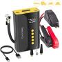Jump Starter with Air Compressor, 10400mAh Portable Battery Starter & 150PSI Tire Inflator, Power Bank, LED Light, Digital Screen, 12V Auto Battery Booster, for 6.0L Gas and 3.0L Diesel Engines