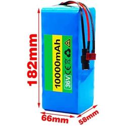 36V 10Ah E-Bike Lithium-Ion Battery, Rechargeable Replacement Battery Pack, Built-in BMS with 42V 2A Charger, for 500W Motor