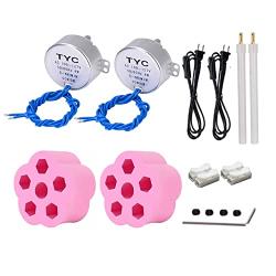 2PCS Cup Turner Motor Synchronous Synchron Motor 50/60Hz AC 100~127V CCW/CW 4W with 7mm Flexible Coupling Connector and 6ft Power Cord Switch Plug for Hand-Made, School Project, Model (5-6R)