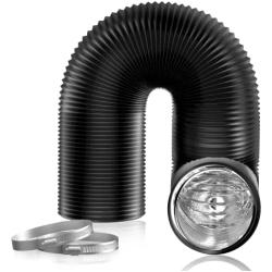 Hon&Guan 5 inch Air Duct - 16 FT Long, Black Flexible Ducting HVAC Ventilation Air Hose for Grow Tents, Dryer Rooms,Kitchen