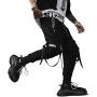 PDTXCLS Mens Jogger Sweatpants Hip Hop Zipper Pockets Elastic Waist Harem Pants Motor Biker Punk High Street Casual Trousers
