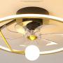 FIZZOQI Modern Simply 360 Degree Rotary Ceiling Fan Light Dining Room Bedroom Fan Lamp DC Motor 3 Speed with Remote Controller Fan Light Integrated Chandelier with Electric Fan