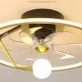 FIZZOQI Modern Simply 360 Degree Rotary Ceiling Fan Light Dining Room Bedroom Fan Lamp DC Motor 3 Speed with Remote Controller Fan Light Integrated Chandelier with Electric Fan