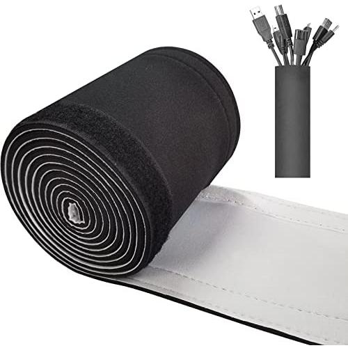 BOUTICOL 79 Neoprene Cable Management Sleeve, Trolling Motor Wires/Cable Organizer Flexible Cover Protector, eversible Cuttable DIY Hole Cord Hider White