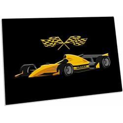 3dRose Crossed Motor Racing Flags, Racing car. Yellow Black. - Desk Pad Place Mats (dpd-323665-1)