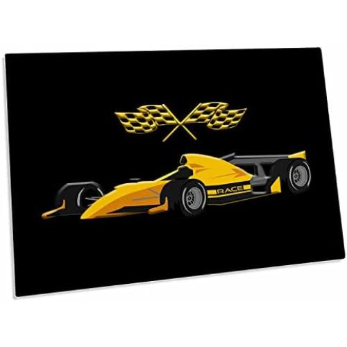 3dRose Crossed Motor Racing Flags, Racing car. Yellow Black. - Desk Pad Place Mats (dpd-323665-1)