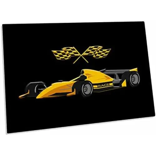 3dRose Crossed Motor Racing Flags, Racing car. Yellow Black. - Desk Pad Place Mats (dpd-323665-1)