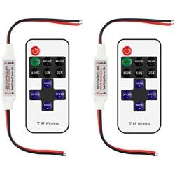 RGBZONE 2 Pack RF Wireless Remote Controller DC 5-24V 11 Key Mini Dimmer Switch for 5050 3528 5630 RGB LED Strip Light