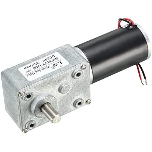 sourcing map 25RPM DC 24V Motor 8mm Dia Shaft Gearbox Electric Geared Motor with 2 Wire