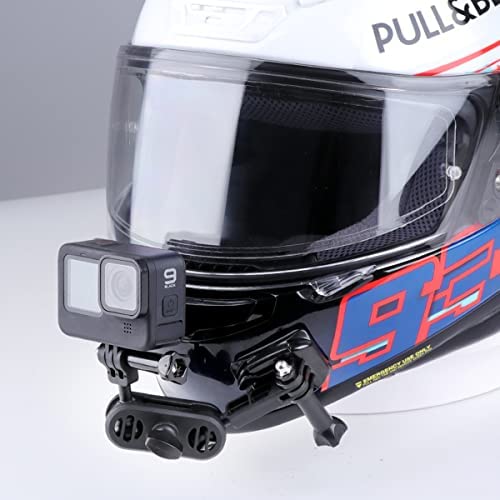Motorcycle Helmet Chin 360° Double Ball Head Mount Kit for GoPro Hero10, 9, 8, Hero 7, (2018), 6 5 4 3, Hero Black, Session, Xiaomi Yi, SJCAM, and Other Action Camera