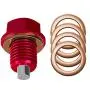 Magnetic Oil Drain Plug M14x1.5 - Neodymium Magnet Aluminum Bolt - with 5 Cooper Washer – Heavy Duty Oil Drain Plug with Red Coating - Anti Leakage Replacement for Car Motorcycle Boat by AUTOMAJOR