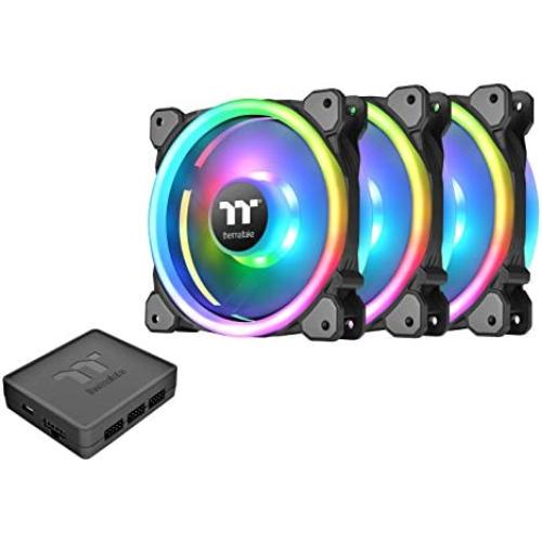 Thermaltake Riing Trio 140mm 16.8 Million RGB Color (Alexa, Razer Chroma) Software Enabled 3 Light Rings 30 Addressable LED 9 Blades Hydraulic Bearing Case/Radiator Fan, 3 Pack, CL-F077-PL14SW-A